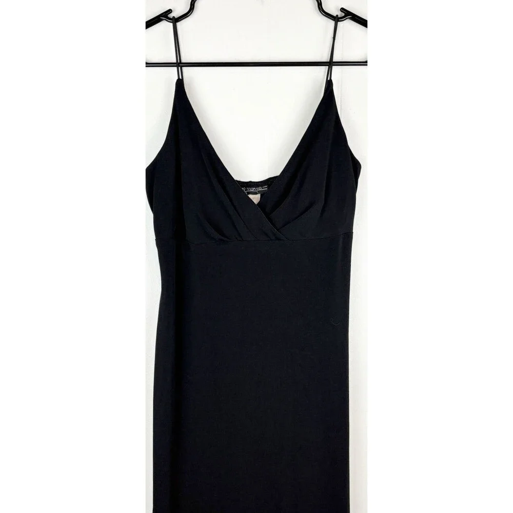 Vintage Y2K 2000s Sz Medium Black Dress Babydoll Asymmetrical City Triangles